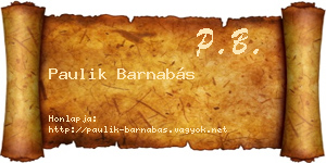 Paulik Barnabás névjegykártya